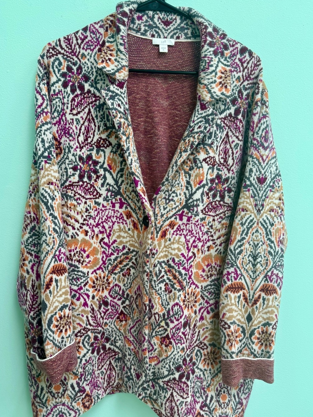 J. Jill Pink, Orange & Green Floral Knit Blazer